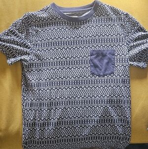 Mossimo Supply Co. Navy and White Geometric Pocket Tee